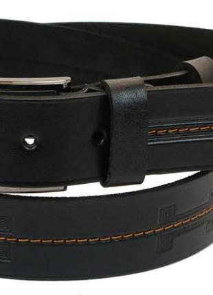Мужской кожаный ремень daymart под джинсы skipper 1024-38 черный 3,8 см3 фото