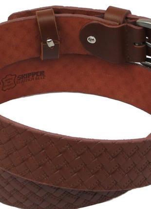 Мужской кожаный ремень daymart под джинсы skipper 1131-40 коричневый3 фото