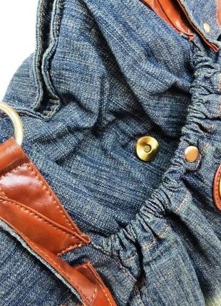Вместительная женская джинсовая, коттоновая сумка daymart fashion jeans bag синяя7 фото