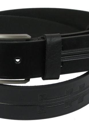 Мужской кожаный ремень daymart под джинсы skipper 1107-38 черный 3,8 см1 фото