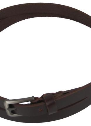 Узкий женский кожаный ремень daymart, поясок skipper 1407-15 темно-коричневый3 фото