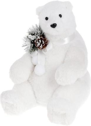 Декоративна іграшка "білий ведмедик" 34см