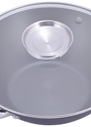 Казан чавунний "wok" 3л, з антипригарним покриттям і аромо-кришкою4 фото