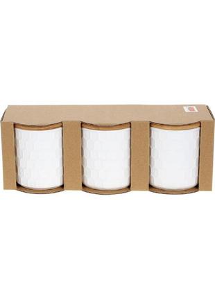 Набір 3 банки ceram-bamboo по 270мл daymart  керамічні з бамбуковими кришками