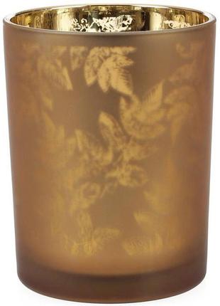 Підсвічник скляний "листя" 10х12.5см  daymart коричневий1 фото