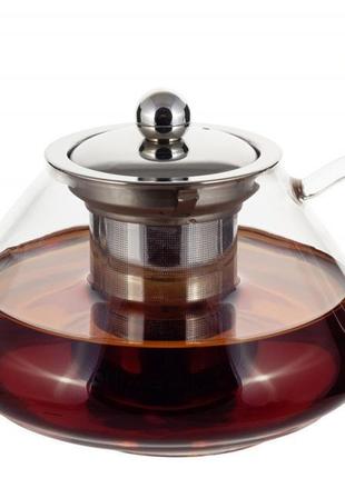 Чайник скляний заварювальний kamille 1000мл daymart  зі знімним ситечком (0782l)