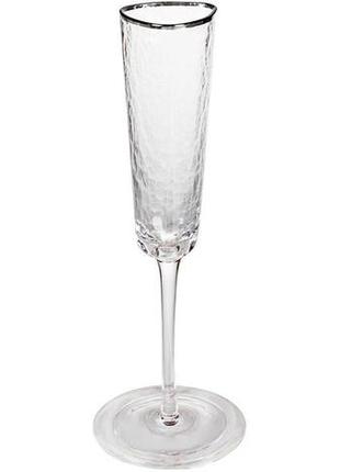 Набір 4 фужера monaco ice келихи для шампанського 165мл daymart  скло з срібним кантом1 фото