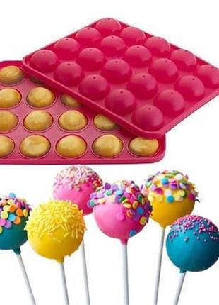 Силіконова форма для кейк попс (cake pops) 23х19см  7trav  20 осередків