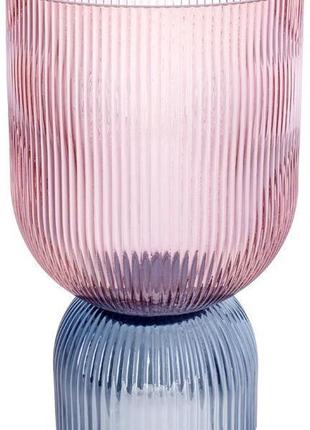 Скляна ваза ariadne "carol" ø16x26см  daymart , рожевий з блакитним1 фото