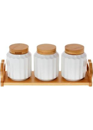 Набір банок для спецій nouvelle home naturel 3 банки 350мл daymart   daymart   на підставці