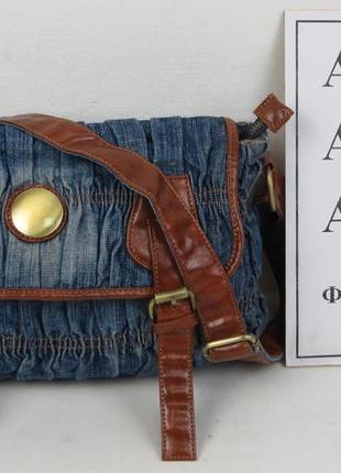 Женская джинсовая сумка daymart через плечо fashion jeans bag синяя7 фото