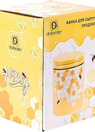 Банка керамічна "sweet honey" 650мл daymart  для сипучих продуктів, жовтий2 фото