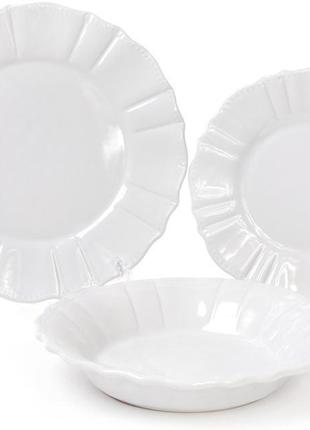 Набір 6 обідніх тарілок leeds ceramics sun ø26см  daymart кам'яна кераміка (білі)2 фото