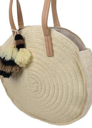 Экологическая женская соломенная плетенная сумка daymart esmara бежевая5 фото