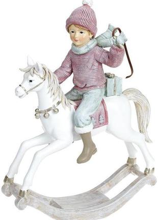 Декоративна статуетка "юний вершник" 19х9х26.5см, полістоун, тіфані
