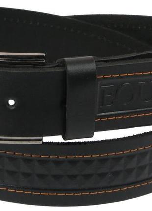 Чоловічий шкіряний ремінь під джинси skipper 1120-38 чорний 3,8 см