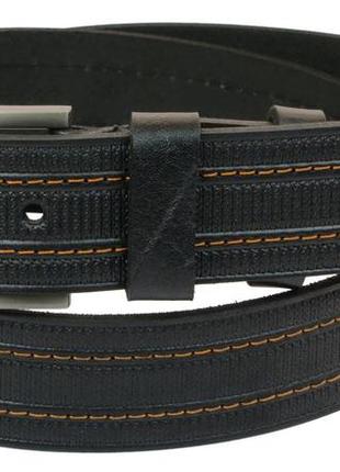 Мужской кожаный ремень daymart под джинсы skipper 1016-38 черный 3,8 см
