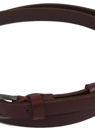 Тонкий женский кожаный ремень daymart, поясок skipper 1412-15 коричневый2 фото