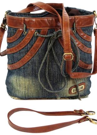 Джинсовая сумка daymart в форме женской юбки fashion jeans bag темно-синяя3 фото