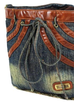 Джинсовая сумка daymart в форме женской юбки fashion jeans bag темно-синяя4 фото