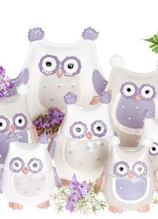Набір 4 блюда "owl family" 18.9см  daymart  кераміка (десертні тарілки)2 фото