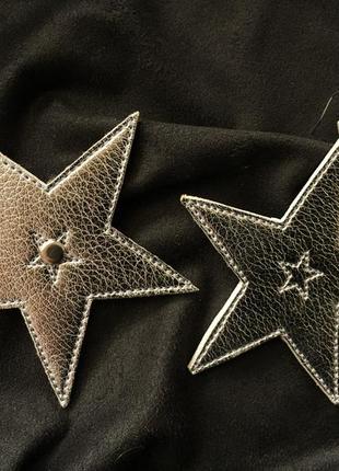 Золотые звездочки из кожи /серебряные/звезды/серьги от дизайнера elen godis8 фото