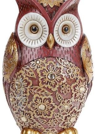 Статуетка "сова з мереживним різьбленням" бордо 13.5х11.5х22см  daymart полістоун зі стразами