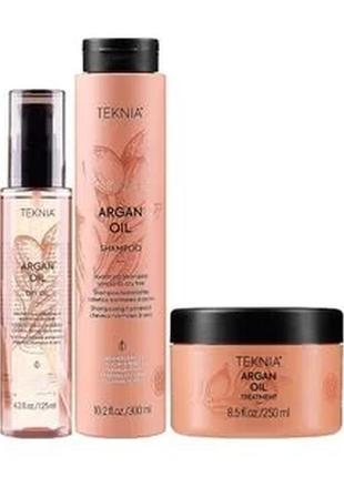 Набір для волосся lakme teknia argan oil (шампунь 300 мл + олія, 125 мл + маска, 250 мл)