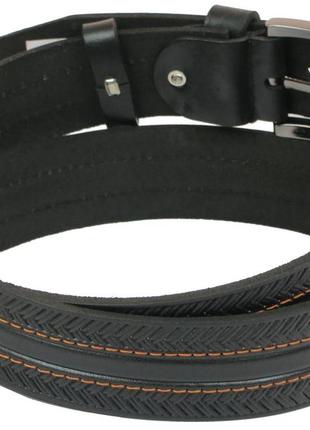 Мужской кожаный ремень daymart под джинсы skipper 1056-40 черный 4 см3 фото