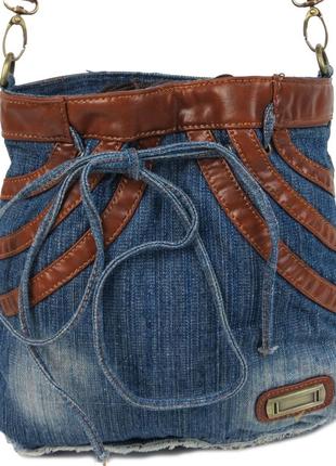 Молодежная джинсовая сумка daymart в форме женской юбки fashion jeans bag синяя