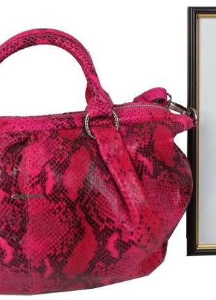 Женская сумка daymart из натуральной кожи под рептилию giorgio ferretti розовая10 фото