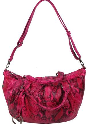 Жіноча сумка daymart з натуральної шкіри під рептилію giorgio ferretti рожева3 фото