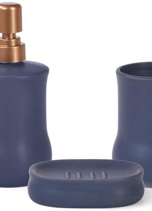Набір аксесуарів fissman sapphire для ванної кімнати: дозатор, мильниця і стакан