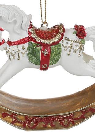 Підвісна фігурка "конячка" 11.5см, полистоун, білий з червоним