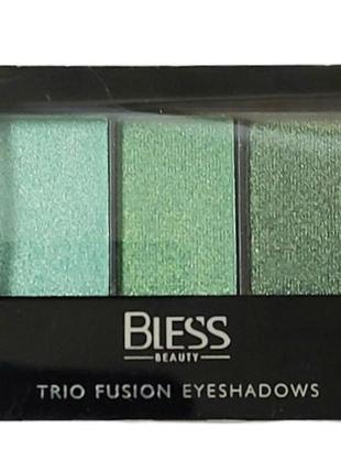 Тени для век bless 3-х цветные №11 зеленые beauty trio