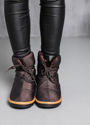 Ботинки дутики женские fashion jigsaw 3883 36 размер 23,5 см коричневый2 фото