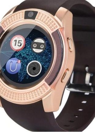 Умные смарт-часы smart watch v8. цвет: золотой5 фото