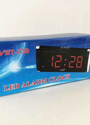 Электронные часы vst 730 green, цифровые настольные сетевые часы, led alarm clock vst-730, часы с будильником5 фото