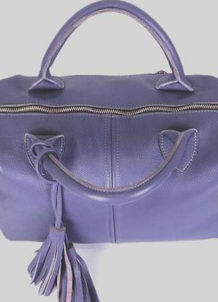 Комфортная женская сумка из натуральной зернистой кожи тёмно-сиреневый6 фото
