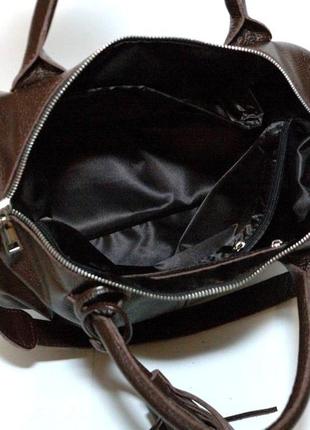Комфортная женская сумка из натуральной зернистой кожи кофейный2 фото