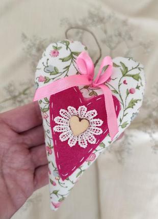 Декоративне серце, текстильний декор, день святого валентина2 фото