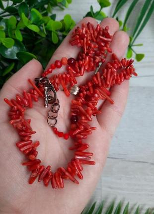 Коралловое ожерелье коралла красное красные к вышиванке коралл ручная работа эксклюзив