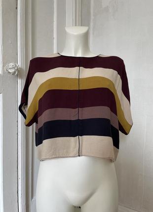 Нарядная широкая блуза zara basic в цветную полоску (h&amp;m, cos )1 фото