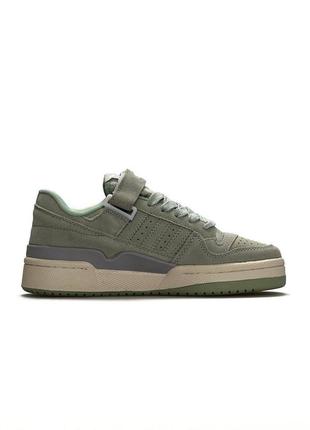 Женские кроссовки adidas forum low green suede