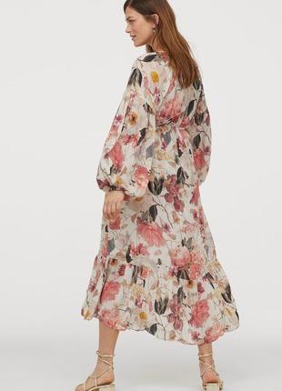 Новое цветочное платье миди воланы h&m новое натуральное платье длинное миди вискоза цветы