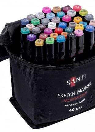 Набор скетч-маркеров santi professional в сумке 40 шт