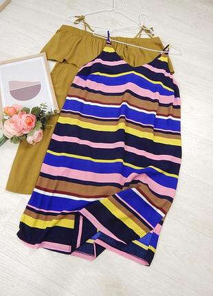 Легкий сарафан вискоза натуральное платье на бретелях лето на пляж пляжная в полоску
