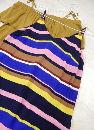 Легкий сарафан вискоза натуральное платье на бретелях лето на пляж пляжная в полоску5 фото