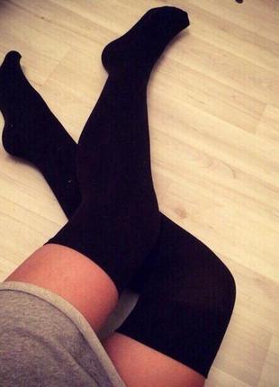 Гольфи, за коліно, чорні, ботфорти, трикотажні,довгі шкарпетки, для танцю1 фото