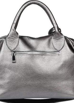 Комфортная женская сумка из натуральной зернистой кожи графитовый2 фото